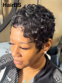 13x4 lace front Wig black pixie cut wig chioma finger wave 100% Human Hair