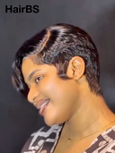 Full lace Pixie cut Wig Natural Black straight 100% Human Hair