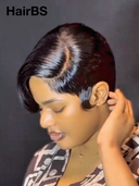 Full lace Pixie cut Wig Natural Black straight 100% Human Hair