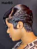 Full lace Pixie cut Wig Natural Black straight 100% Human Hair