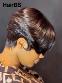Full lace Pixie cut Wig Natural Black straight 100% Human Hair