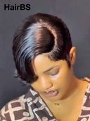 Full lace Pixie cut Wig Natural Black straight 100% Human Hair
