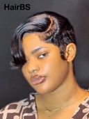 Full lace Pixie cut Wig Natural Black straight 100% Human Hair