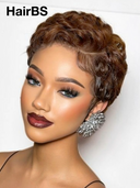 13x4 lace front Wig brown pixie cut wig pre-cut lace 100% Human Hair