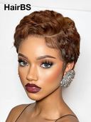 13x4 lace front Wig brown pixie cut wig pre-cut lace 100% Human Hair