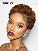 13x4 lace front Wig brown pixie cut wig pre-cut lace 100% Human Hair