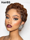 13x4 lace front Wig brown pixie cut wig pre-cut lace 100% Human Hair
