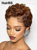 13x4 lace front Wig brown pixie cut wig pre-cut lace 100% Human Hair