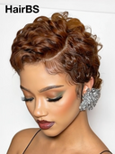 13x4 lace front Wig brown pixie cut wig pre-cut lace 100% Human Hair
