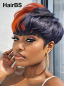 Ready to go orange highlight Glueless wig pixie 100% Human Hair