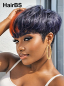 Ready to go orange highlight Glueless wig pixie 100% Human Hair
