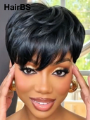 $55.99 Ready to go Glueless wig pixie straight 100% Human Hair