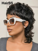 Wig black quick weave mullet wig machine made 100% Human Hair