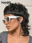Wig black quick weave mullet wig machine made 100% Human Hair
