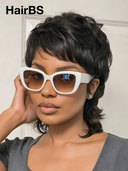 Wig black quick weave mullet wig machine made 100% Human Hair