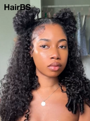 Pre-styled Updo 13x4 Lace Front Wig Black curly wave 18 inch 100% Human Hair