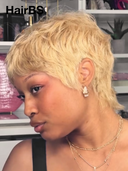 Glueless wig pixie Machine Made honey blonde quick weave 100% Human Hair