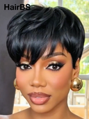 $55.99 Ready to go Glueless wig pixie straight 100% Human Hair
