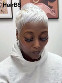 Glueless wig pixie cut wig cute white 100% Human Hair