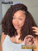 HairBS Feather Crochet Human Hair Extensions curly wave Brown invisible and comfortable 100% Human Hair