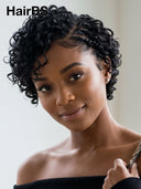 13x4 lace front wig curly wave pixie curly wave side part with braided style 100% Human Hair