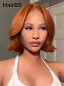 13x4 lace front Wig straight bob orange 8 inch 100% Human Hair