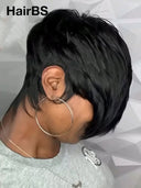 Easy to go machine made black pixie cut wig 100% Human Hair