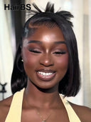 Pre-styled Updo style 13x4 Lace Front Wig bob 12 inch 100% Human Hair
