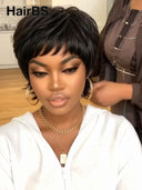 Ready to go pixie wig Machine Made straight 100% Human Hair for black woman