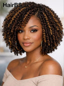 13x4 lace front Wig bob curly wave honey highlight 100% Human Hair