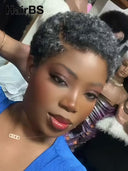 Machine made & lace front salt and pepper afro curly 100% Human Hair