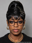 Pre-styled Lace front 13x4 wig Updo with ponytail black 