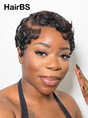 Special Offer 13x4 lace front Wig & machine made pixie cut finger wave Natural Black 100% Human Hair