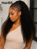Lace front 13x6 Braided hairstyle wig Pre-styled Updo 26 inch curly wave 100% Human Hair