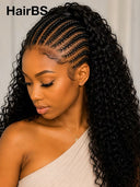 Lace front 13x6 Braided hairstyle wig Pre-styled Updo 26 inch curly wave 100% Human Hair