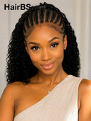 Lace front 13x6 Braided hairstyle wig Pre-styled Updo 26 inch curly wave 100% Human Hair