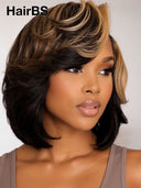 Pixie cut wig HD Lace front 13x6 wavy honey highlight for black woman 100% Human Hair 