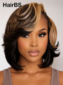 Pixie cut wig HD Lace front 13x6 wavy honey highlight for black woman 100% Human Hair 