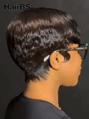 HD wig Pixie cut wig 13x6 Lace front straight 100% Human Hair