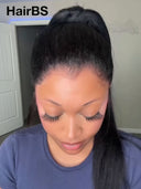Pre-styled Lace front 13x4 wig Updo ponytail  straight