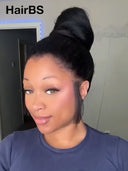 Pre-styled Lace front 13x4 wig Updo ponytail  straight