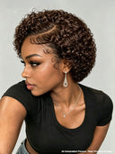 Lace front 13x4 pixie wig curly wave brown
