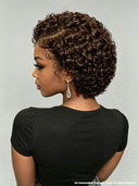 Lace front 13x4 pixie wig curly wave brown