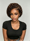 Lace front 13x4 pixie wig curly wave brown