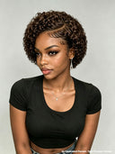 Lace front 13x4 pixie wig curly wave brown