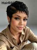 HD Lace front 13x4 Pixie cut Wig black side part