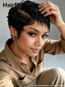 HD Lace front 13x4 Pixie cut Wig black side part