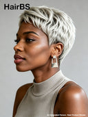 Machine Made Glueless pixie cut wig silver