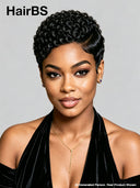 Lace front 13x4 pixie wig black finger wave