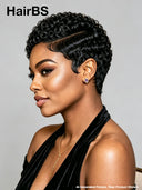 Lace front 13x4 pixie wig black finger wave